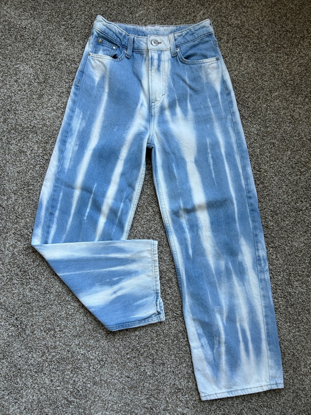 &Denim Loose Straight Leg Tie Dye Ankle Length Jeans - Size 2